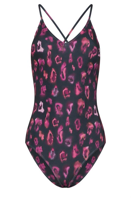 LTS Tall Womens Black & Pink Ombre Animal Print Swimsuit | Long Tall Sally 6