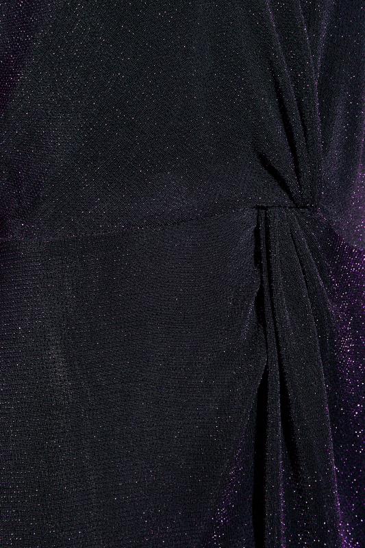 LTS Tall Women's Black & Purple Glitter Twist Wrap Midi Dress | Long Tall Sally 5