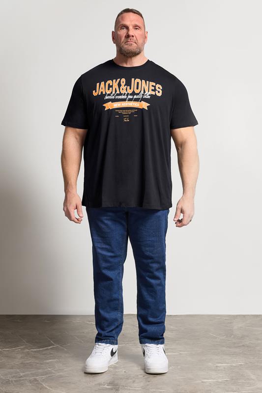 JACK & JONES Big & Tall Black Graphic T-Shirt | BadRhino 1