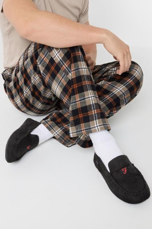 FARAH Black Checked Moccasin Slippers