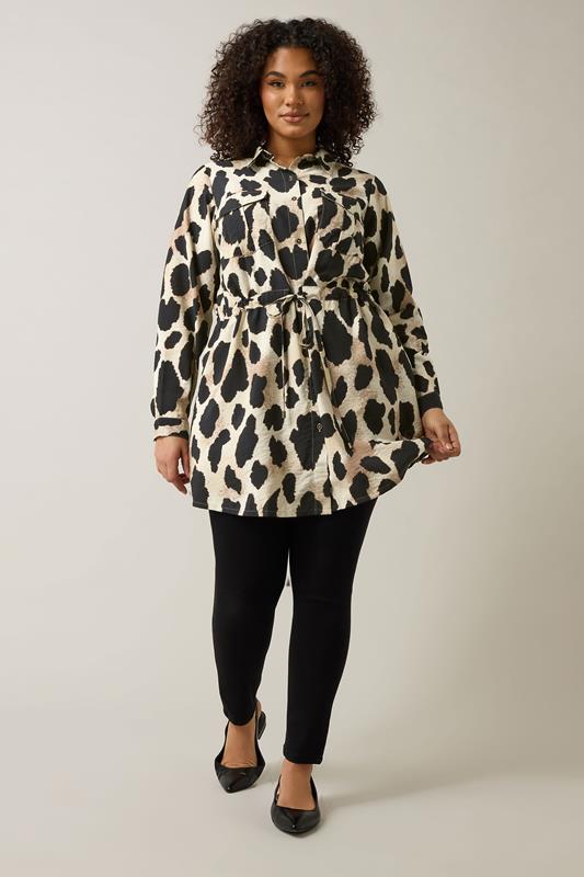 EVANS Plus Size Natural Brown Leopard Print Shirt | Evans 2