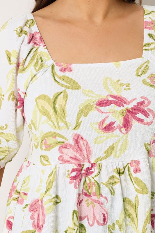 YOURS Plus Size White Floral Peplum Top | Yours Clothing 6