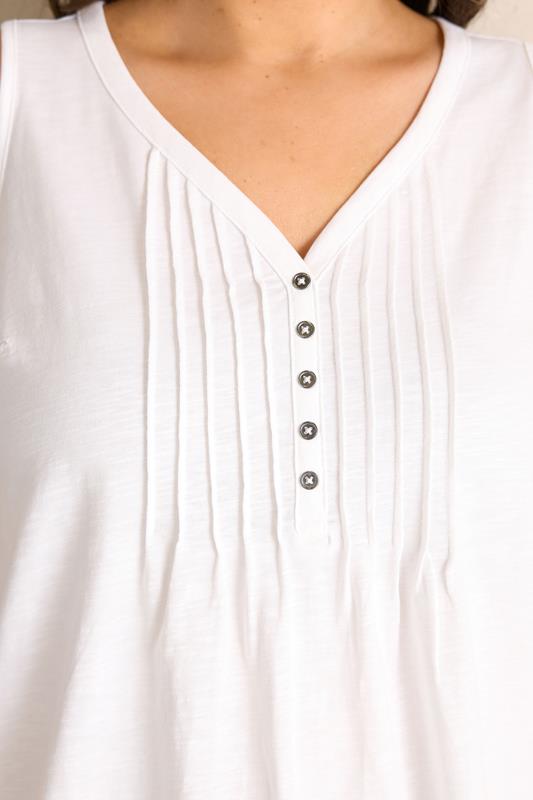 EVANS Plus Size White Sleeveless Henley Top | Evans 4