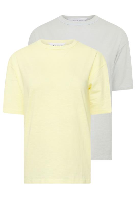 PixieGirl Petite Women's 2 PACK Grey & Yellow Seam Detail Cotton T-Shirt | PixieGirl 7