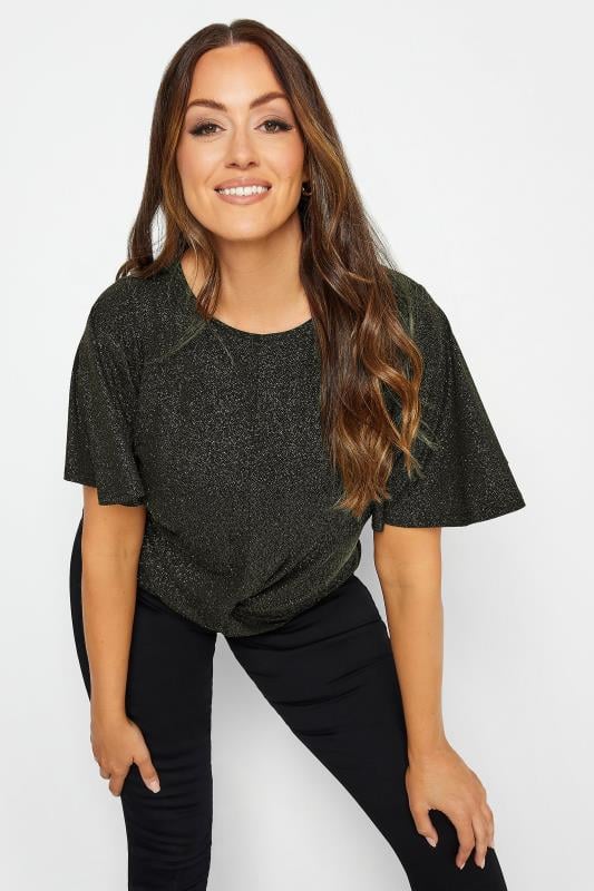 M&Co Black & Gold Angel Sleeve Wrap Top | M&Co 4