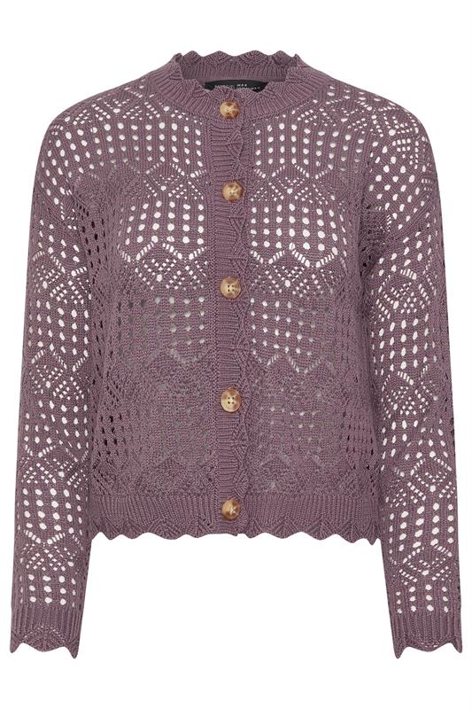PixieGirl Petite Women's Plum Purple Crochet Button Cardigan | PixieGirl 5