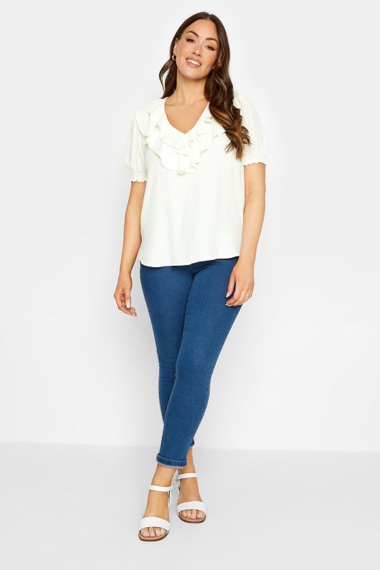 M&Co Ivory White Frill Front Blouse | M&Co 2