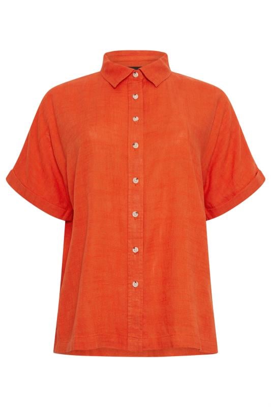 M&Co Orange Short Sleeve Linen Shirt | M&Co 5