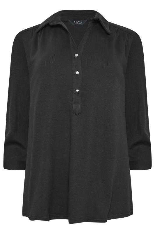 M&Co Black V-Neck Half Placket Shirt | M&Co 6