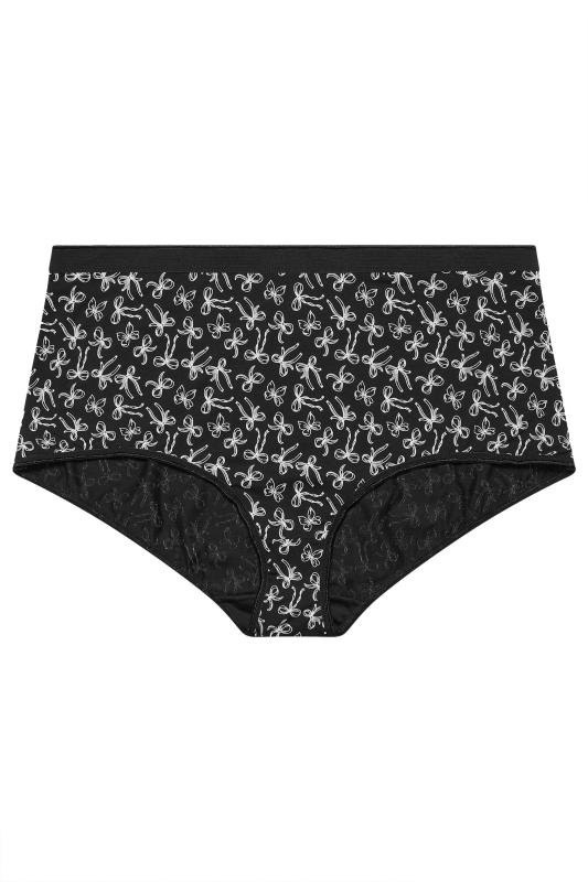 YOURSET 5 PACK Curve Black & Pink Bow Print Full Briefs | Yours Curve  6