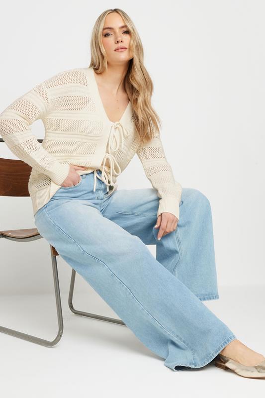 LTS Tall Ivory White Knit Tie Front Cardigan | Long Tall Sally 1