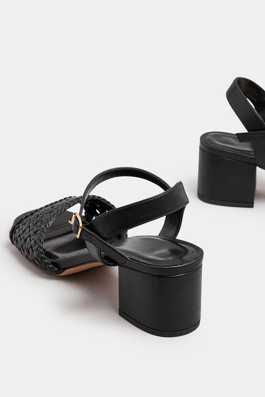 LTS Black Woven Strap Open Toe Block Heel In Standard Fit | Long Tall Sally 4