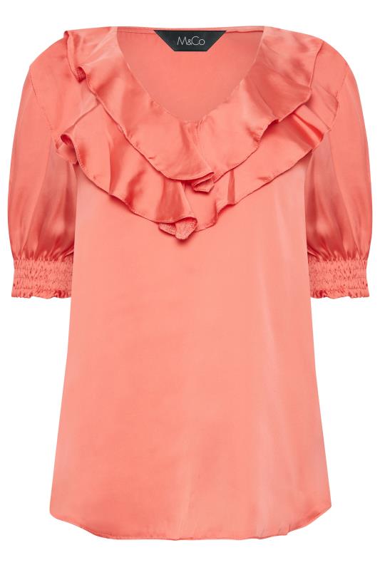 M&Co Coral Pink Frill Front Blouse | M&Co 6