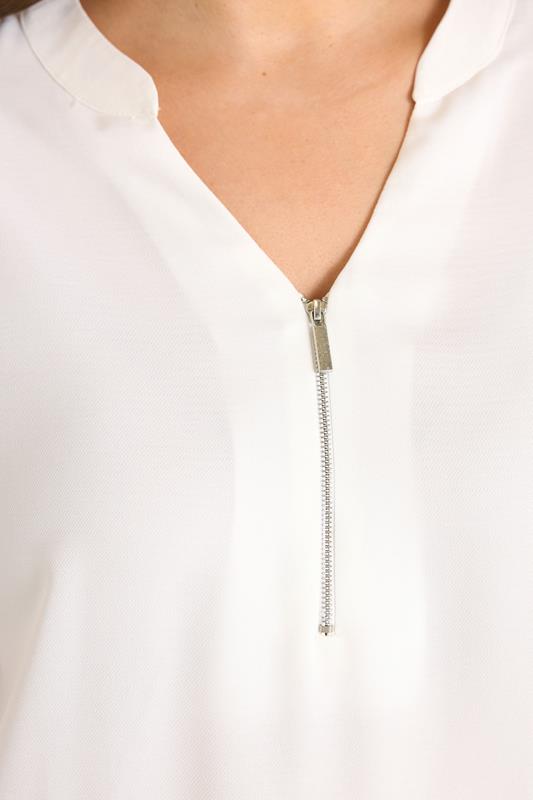 EVANS Plus Size White Zip Front Blouse | Evans 4