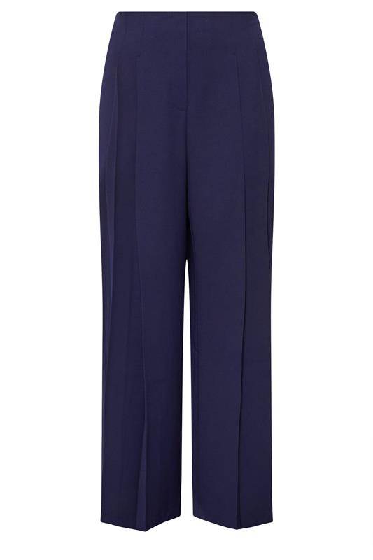 EVANS Plus Size Navy Blue Pleat Front Trousers | Evans 5