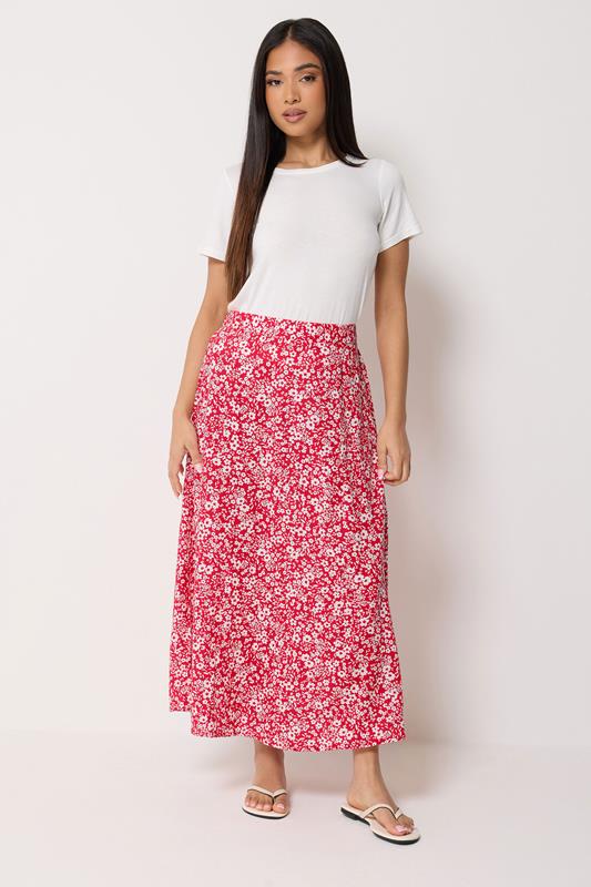  M&Co Petite Red Ditsy Floral Maxi Skirt