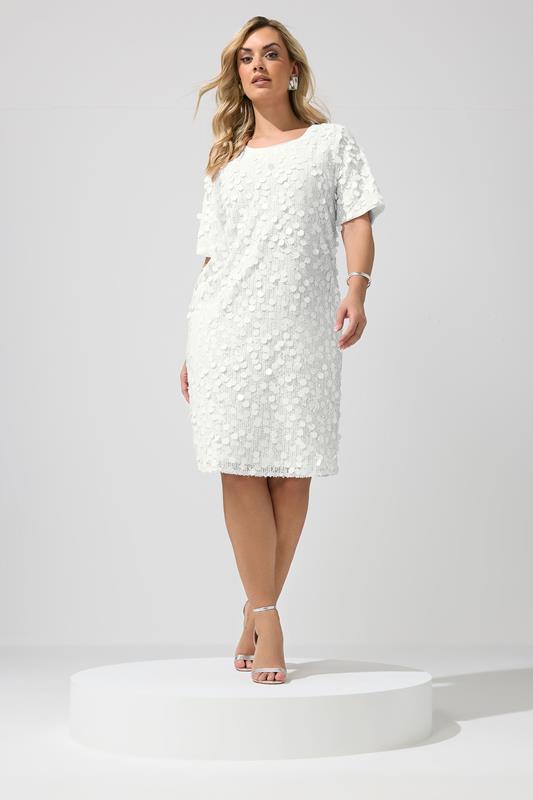 YOURS LONDON Curve White Sequin T-Shirt Dress