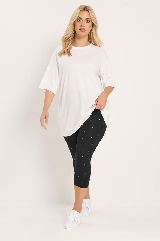 YOURSET 2 PACK Plus Size Black Polka Dot Crop Leggings | Yours Clothing 4