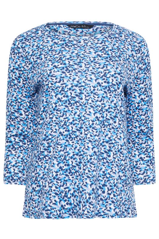 M&Co Blue Camo Print 3/4 Sleeve Cotton Top | M&Co