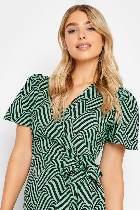 M&Co Green Abstract Stripe Wrap Dress | M&Co 4