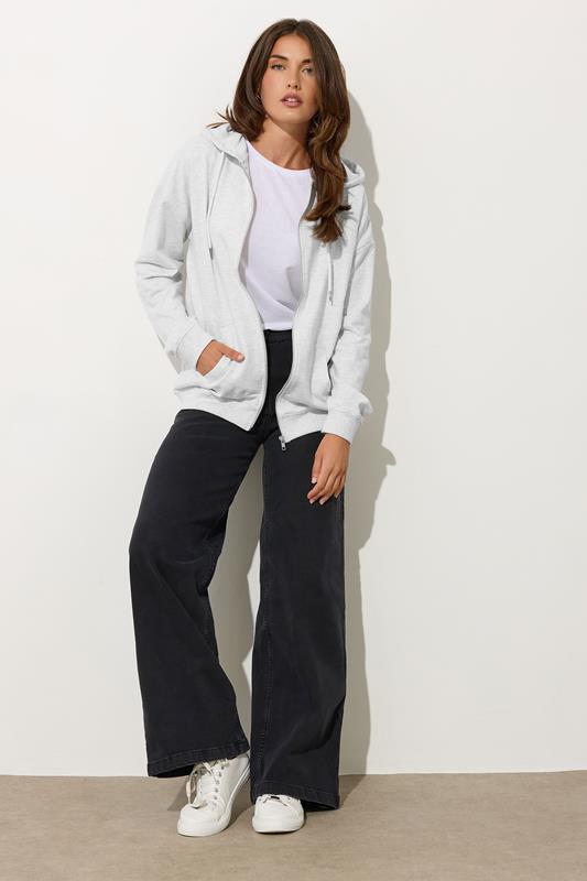 LTS Tall Light Grey Zip Through Pocket Hoodie | Long Tall Sally  2