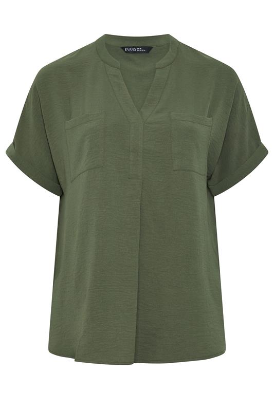 EVANS Plus Size Khaki Green Overhead Utility Shirt | Evans 5