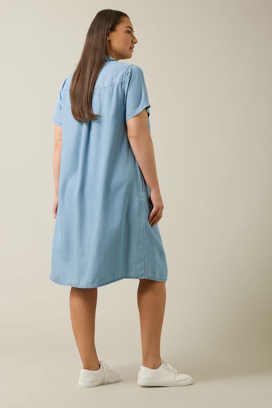 EVANS Plus Size Light Blue Lyocell Denim Dress | Evans 4