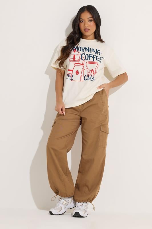 PixieGirl Petite Brown Cuffed Cotton Cargo Trousers
