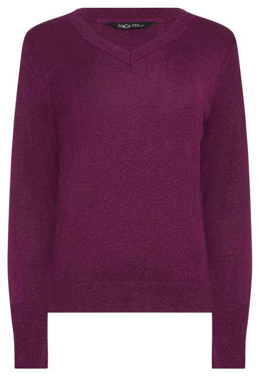 M&Co Purple Long Sleeve V-Neck Jumper | M&Co 6