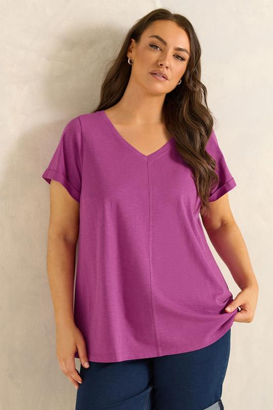 EVANS Curve Purple Cotton T-Shirt