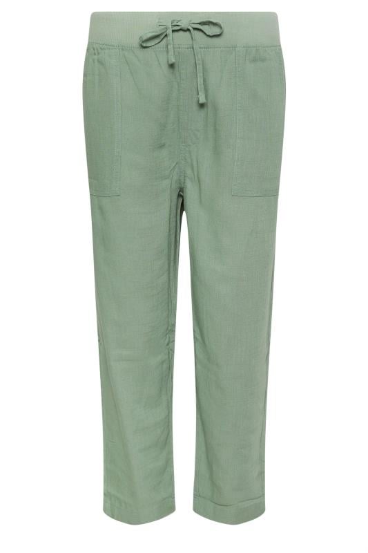 M&Co Sage Green Linen Cropped Joggers | M&Co 5
