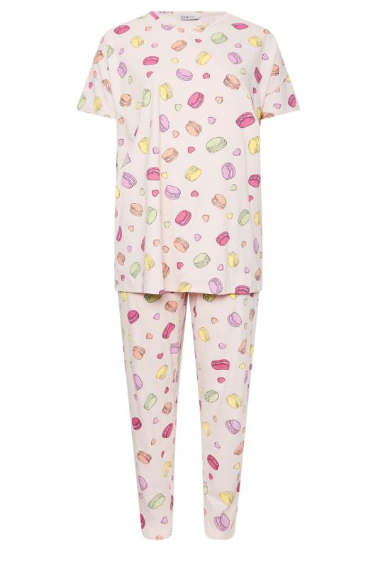 YOURS Curve Plus Size Pink Macaroon Print Pyjama Set | Yours Clothing  5