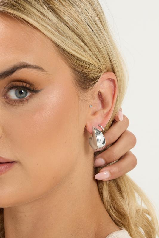  Yours Silver Tone Polished Half Hoop Earrings