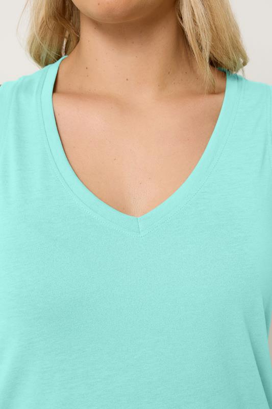 YOURS Plus Size Blue V-Neck Basic Vest Top | Vest Top 4