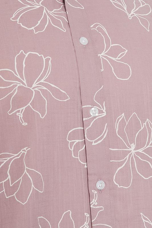 BadRhino Big & Tall Pink Linear Floral Slub Shirt | BadRhino 6