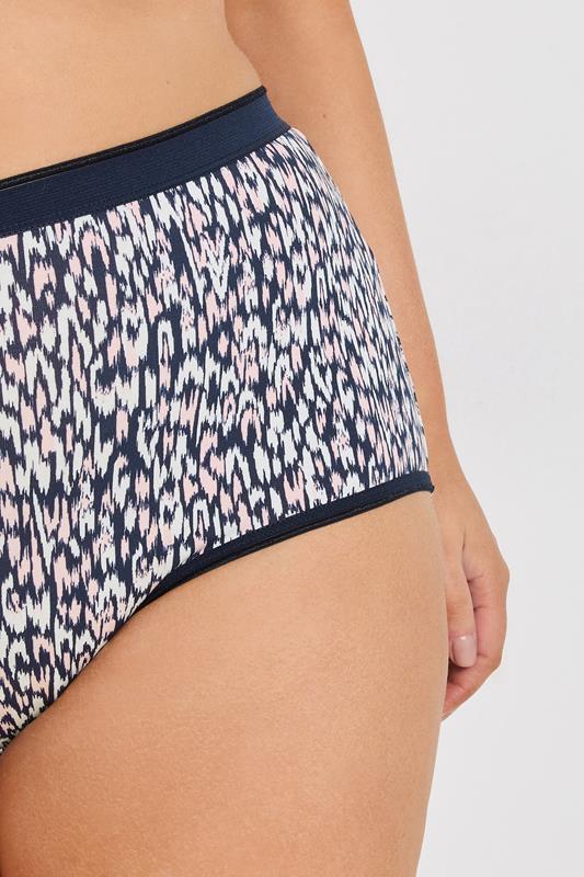 YOURSET 5 PACK Plus Size Navy Blue Leopard Print Full Briefs | Yours Clothing 4