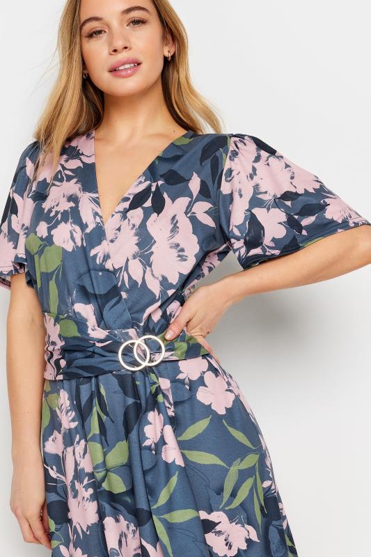 M&Co Petite Blue Floral Belted Wrap Dress | M&Co 4