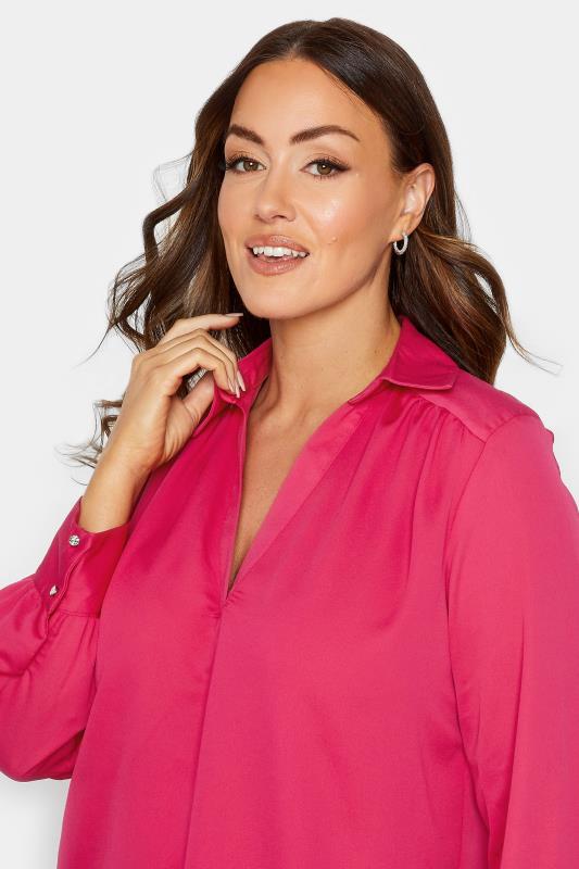 M&Co Hot Pink V-Neck Collared Blouse | M&Co 4