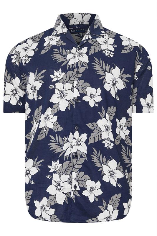 BadRhino Big & Tall Rust Orange & Navy Blue Leaf Print Shirt | BadRhino 6