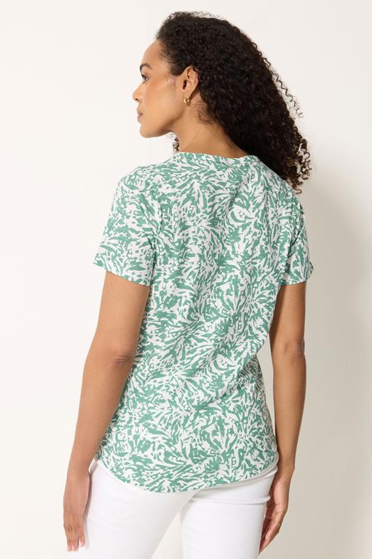 M&Co Green Abstract Print Cotton Henley Top | M&Co 2