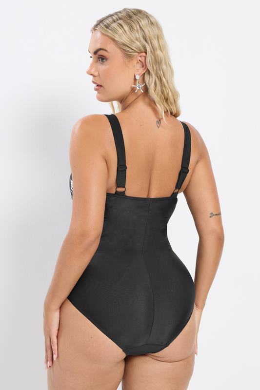 YOURS Plus Size Black Active Abstract Print Swimsuit | Yours Clothing 4