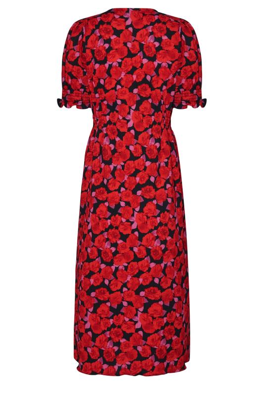 M&Co Red Floral Print Button Through Dress | M&Co 7