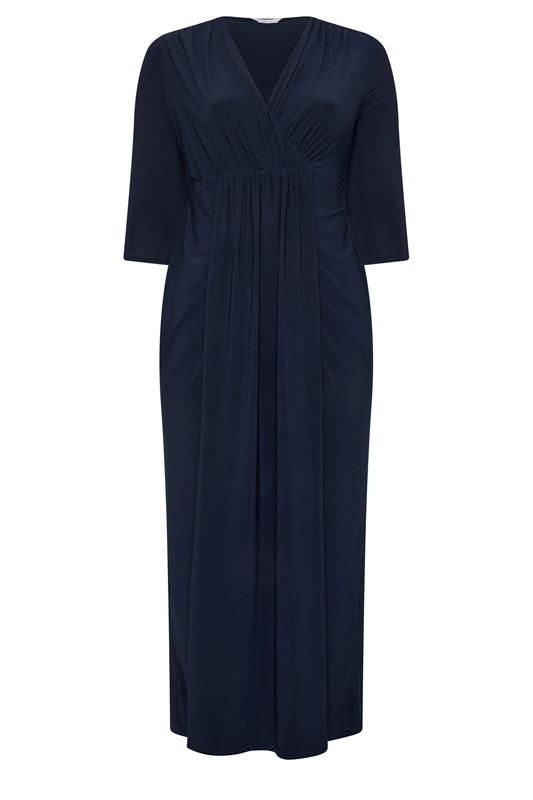 YOURS LONDON Plus Size Navy Blue Maxi Drape Dress | Yours Clothing 5