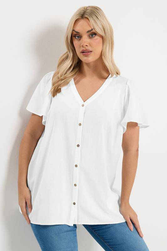 YOURS Curve White Button Through Blouse
