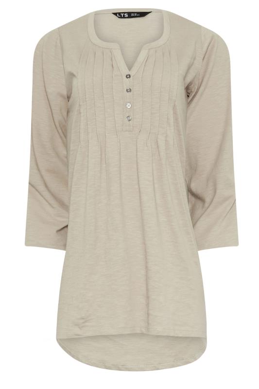 LTS Tall 2 PACK Beige Brown & Blue Cotton Henley Tops | Long Tall Sally 9