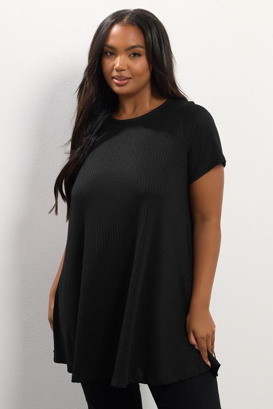  YOURS Curve Black Soft Touch Ribbed Swing Top