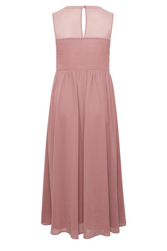 YOURS LONDON Plus Size Pink Lace Detail Chiffon Maxi Dress | Yours Clothing 7