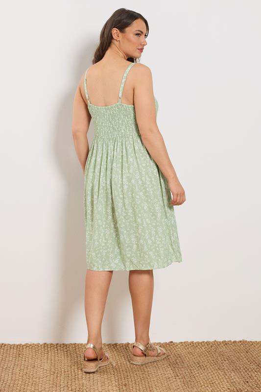 YOURS Plus Size Sage Green Ditsy Floral Strappy Sundress | Yours Clothing 4