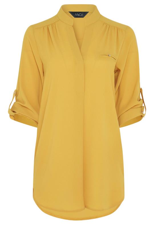 M&Co Mustard Yellow Tab Sleeve Blouse | M&Co 6