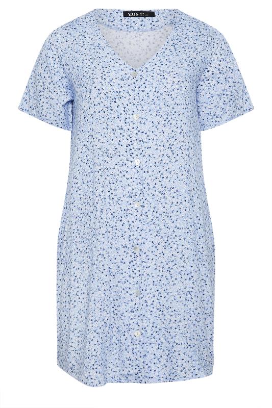 YOURS Plus Size Blue Ditsy Floral Button Through Tunic Dress | Yours Clothing 5